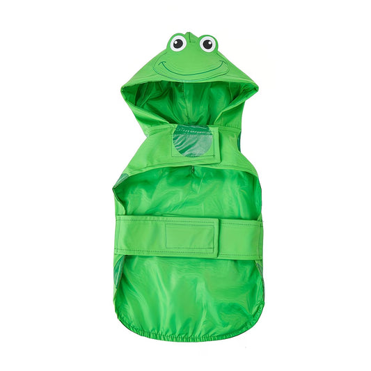 Dog Outdoor Frog Raincoat Poncho for Small Medium Dogs, Heavy Raincoat with Hidden Leash Hole And Adjustable Snaps, Pet Hooded Cape for Bichon Poodle