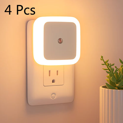 4pcs Night Lights, Smart Night Light Plug into Wall, LED Night Light Lamp with Smart Sensor, Nightlight Auto-On/Off for Bedroom, Kitchen, Stairs, Hallway