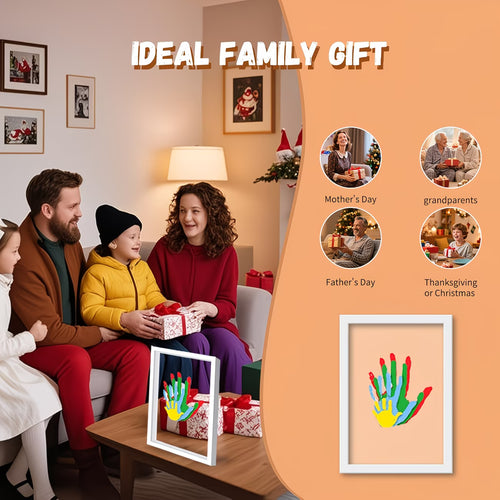Family Handprint Set, Including 4 Handprint Slots And 6 Colors, Souvenir Frame, Memory Frame, Handprint, Family Gift, Gift, Mother'S Day Gift, Non-toxic Pigment