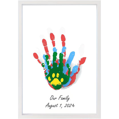 Family Handprint Set, Including 4 Handprint Slots And 6 Colors, Souvenir Frame, Memory Frame, Handprint, Family Gift, Gift, Mother'S Day Gift, Non-toxic Pigment