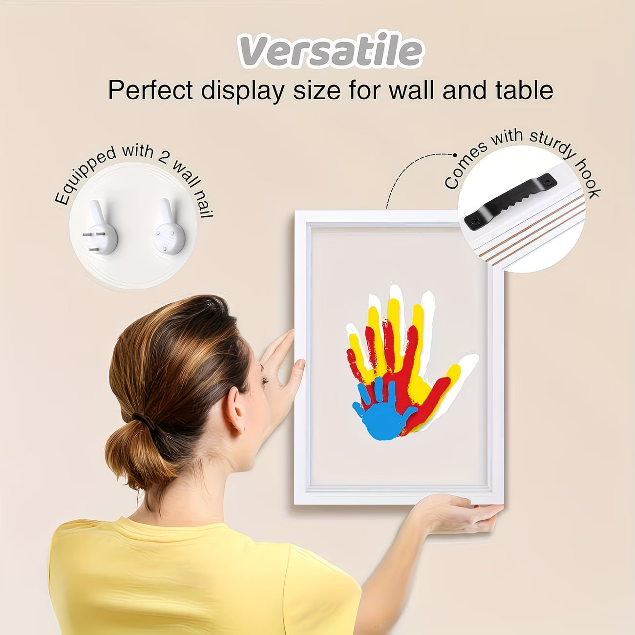 Family Handprint Set, Including 4 Handprint Slots And 6 Colors, Souvenir Frame, Memory Frame, Handprint, Family Gift, Gift, Mother'S Day Gift, Non-toxic Pigment