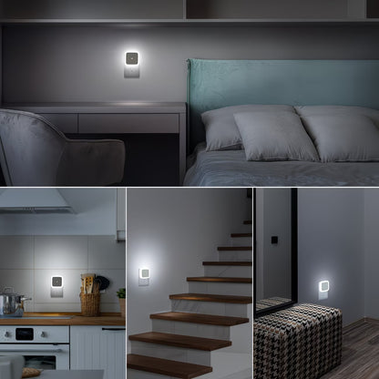 4pcs Night Lights, Smart Night Light Plug into Wall, LED Night Light Lamp with Smart Sensor, Nightlight Auto-On/Off for Bedroom, Kitchen, Stairs, Hallway