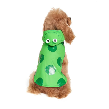 Dog Outdoor Frog Raincoat Poncho for Small Medium Dogs, Heavy Raincoat with Hidden Leash Hole And Adjustable Snaps, Pet Hooded Cape for Bichon Poodle