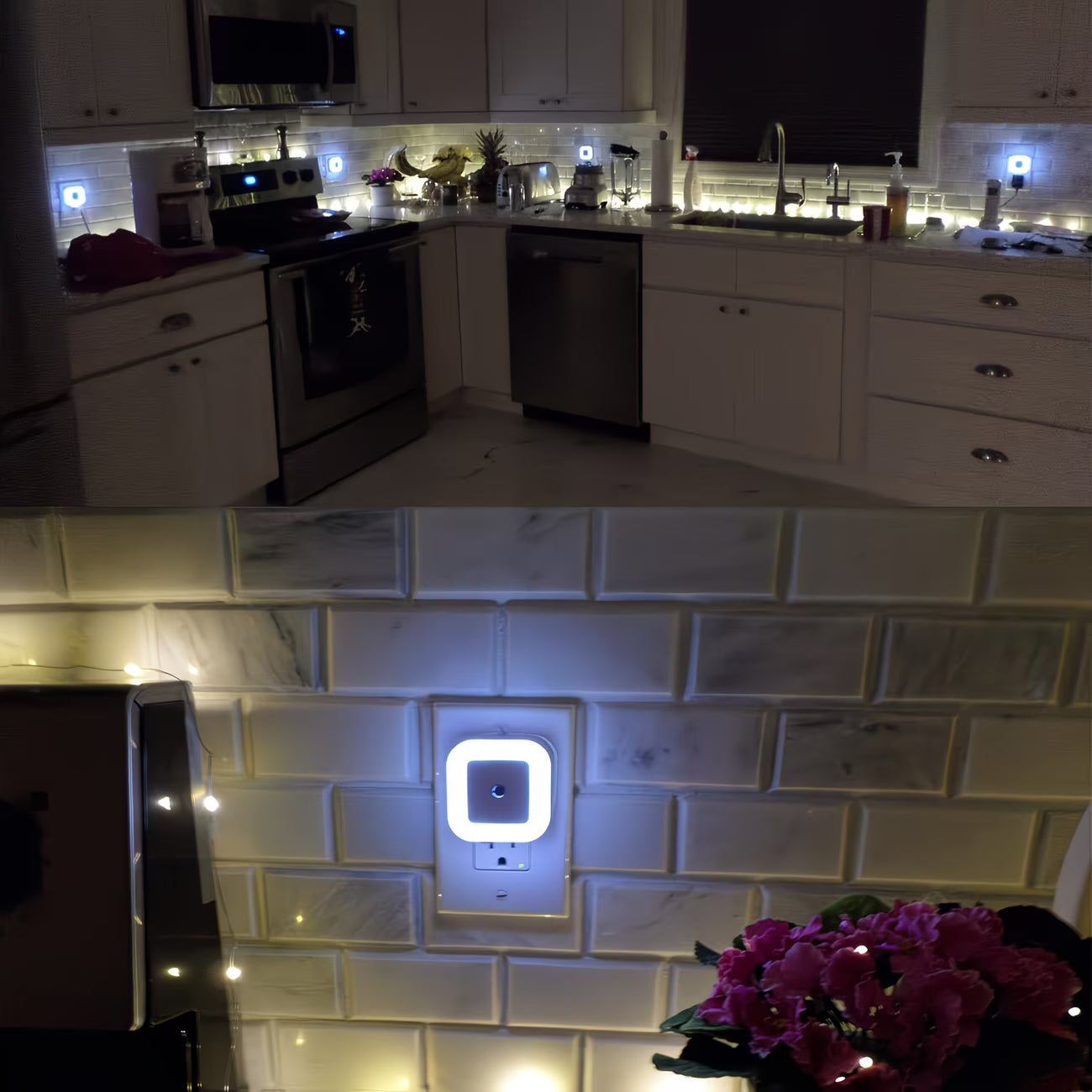 4pcs Night Lights, Smart Night Light Plug into Wall, LED Night Light Lamp with Smart Sensor, Nightlight Auto-On/Off for Bedroom, Kitchen, Stairs, Hallway