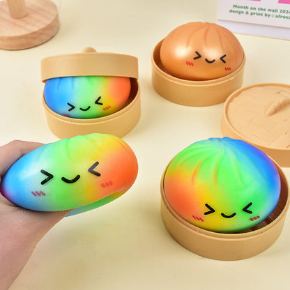 Cute Glitter Dumpling Fidget Toy | Soft Squeeze Anxiety Relief with Steamer Box | Perfect Easter Gift-wsm