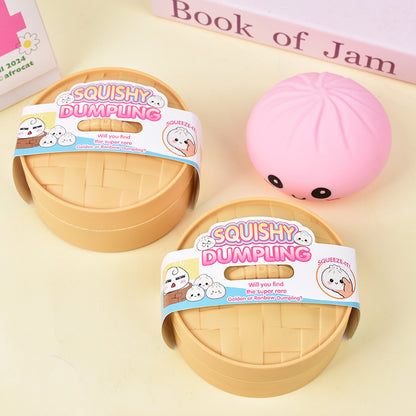 Cute Glitter Dumpling Fidget Toy | Soft Squeeze Anxiety Relief with Steamer Box | Perfect Easter Gift-wsm