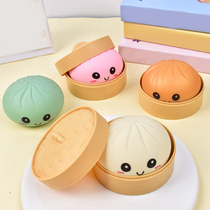 Cute Glitter Dumpling Fidget Toy | Soft Squeeze Anxiety Relief with Steamer Box | Perfect Easter Gift-wsm