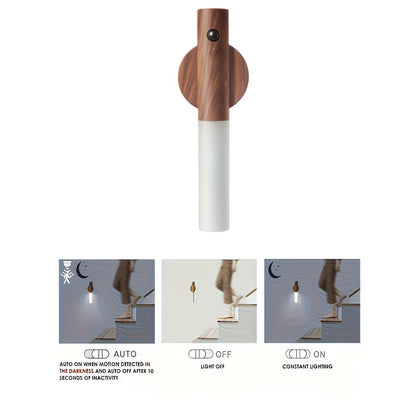 2pcs/ 4pcs Motion Sensor Night Light, Magnetic Wall Lamp, USB Rechargeable LED Stick Light, Wireless Staircase Indoor Wooden Wall Closet Light for Hallway
