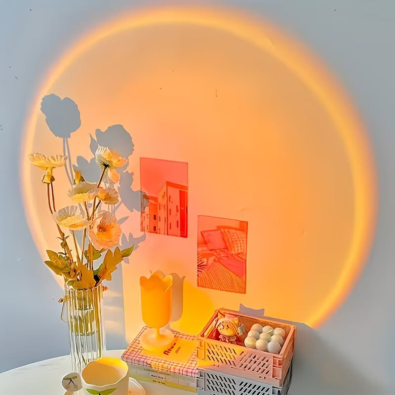Sunset Projection Lamp, Home Decor Ambient Light, Sunset Red Decorative Light, Romantic Sunset Orange Light and Shadow Effect, USB Night Light, Multi-Angle Rotatable and Adjustable, LED Lighting, Suitable for Home Living Room, Bedside, and Bedroom