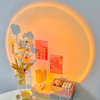 Sunset Projection Lamp, Home Decor Ambient Light, Sunset Red Decorative Light, Romantic Sunset Orange Light and Shadow Effect, USB Night Light, Multi-Angle Rotatable and Adjustable, LED Lighting, Suitable for Home Living Room, Bedside, and Bedroom
