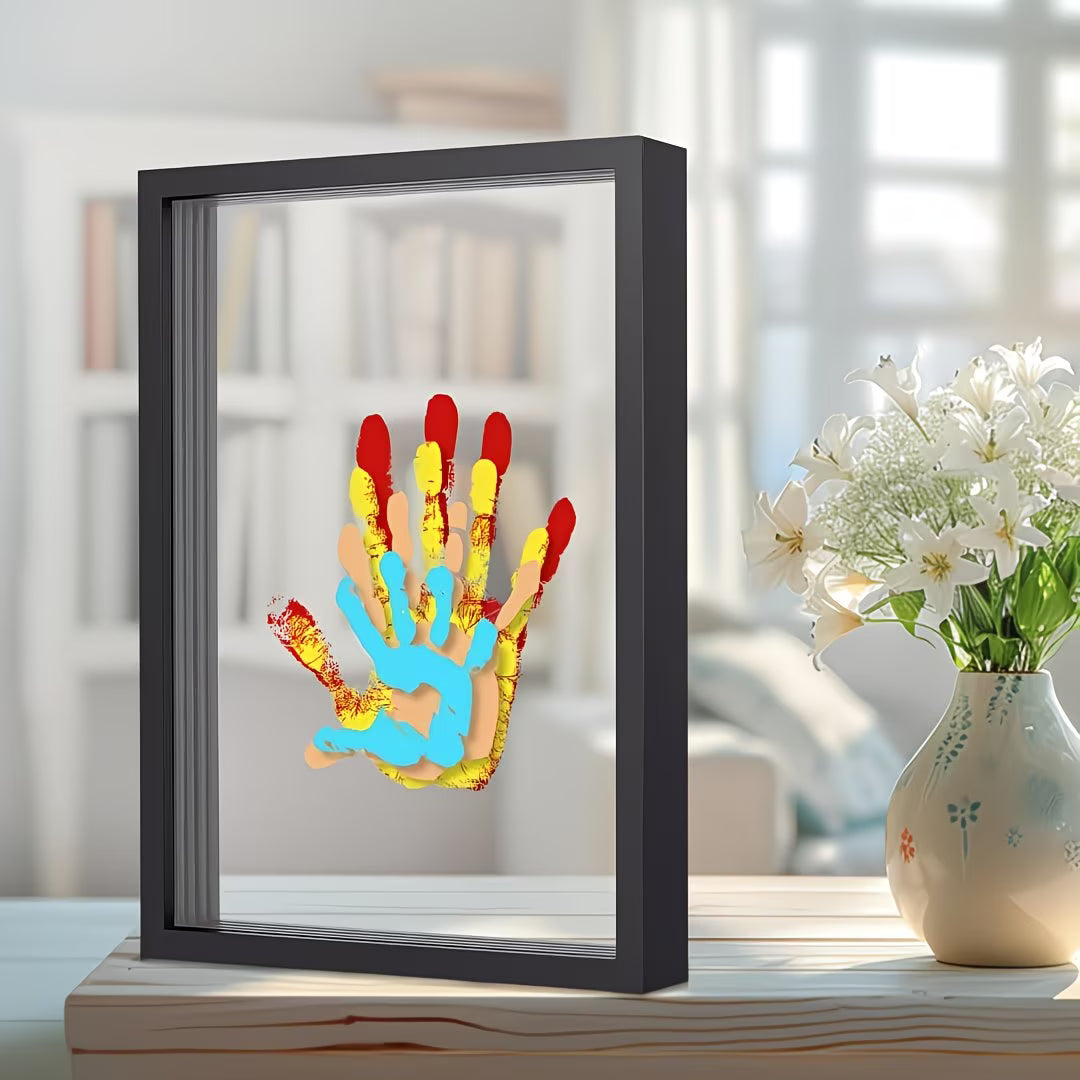 Family Handprint Set, Including 4 Handprint Slots And 6 Colors, Souvenir Frame, Memory Frame, Handprint, Family Gift, Gift, Mother'S Day Gift, Non-toxic Pigment