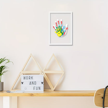 Family Handprint Set, Including 4 Handprint Slots And 6 Colors, Souvenir Frame, Memory Frame, Handprint, Family Gift, Gift, Mother'S Day Gift, Non-toxic Pigment