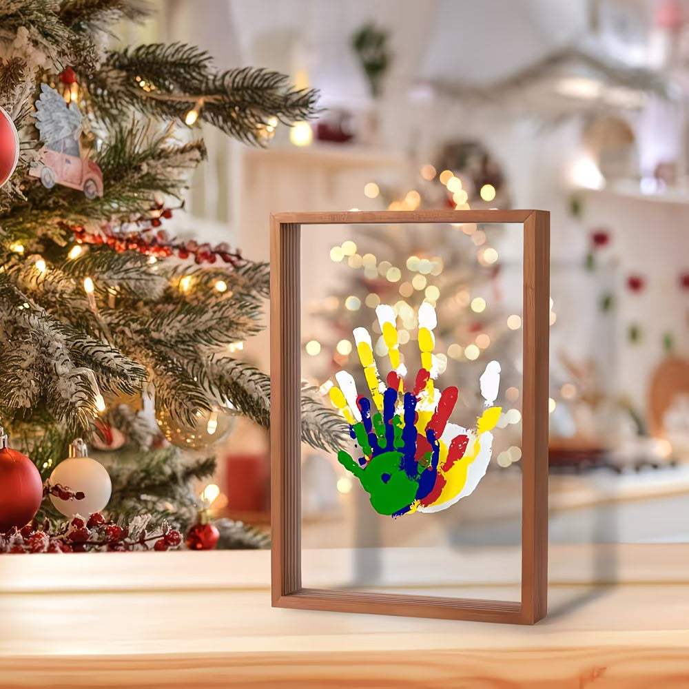 Family Handprint Set, Including 4 Handprint Slots And 6 Colors, Souvenir Frame, Memory Frame, Handprint, Family Gift, Gift, Mother'S Day Gift, Non-toxic Pigment