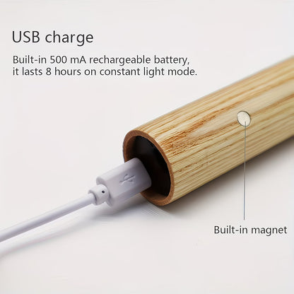 2pcs/ 4pcs Motion Sensor Night Light, Magnetic Wall Lamp, USB Rechargeable LED Stick Light, Wireless Staircase Indoor Wooden Wall Closet Light for Hallway